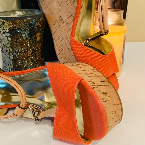 Tangerine Coach Wedges - Picture 2 of 5